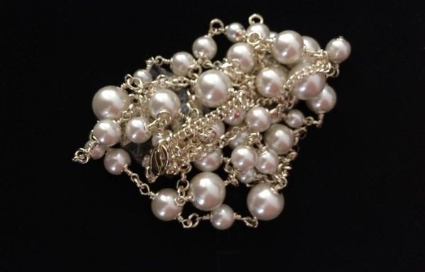 

высокое качество классические ожерелья серии бисера длинные жемчужные ожерелья мода ожерелье для женщин дизайнер ювелирных изделий с мешком, Silver