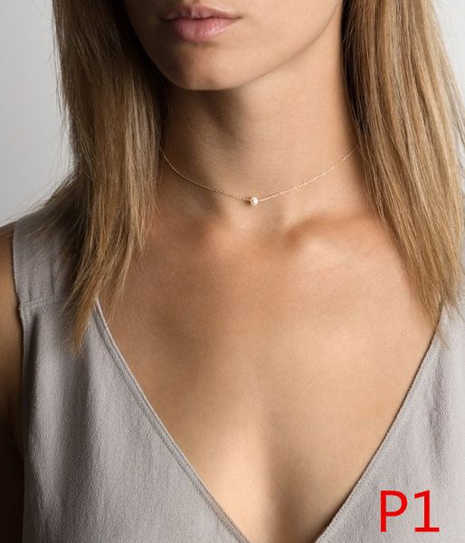 

pinjeas pearl choker necklacetiny pearl chain necklace delicate choker layering necklace jewerlygift for girlfriend accessories, Silver