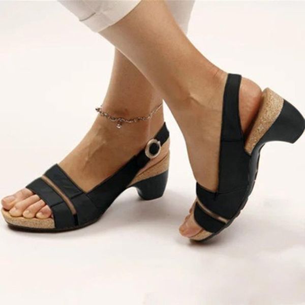 

women sandals 2020 platform sandals flat shoes for women heels sandalias mujer summer shoes leather wedge heels 43, Black