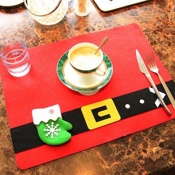 

christmas pattern placemat cotton linen insulation placemats place pad dining table mats home kitchen decoration