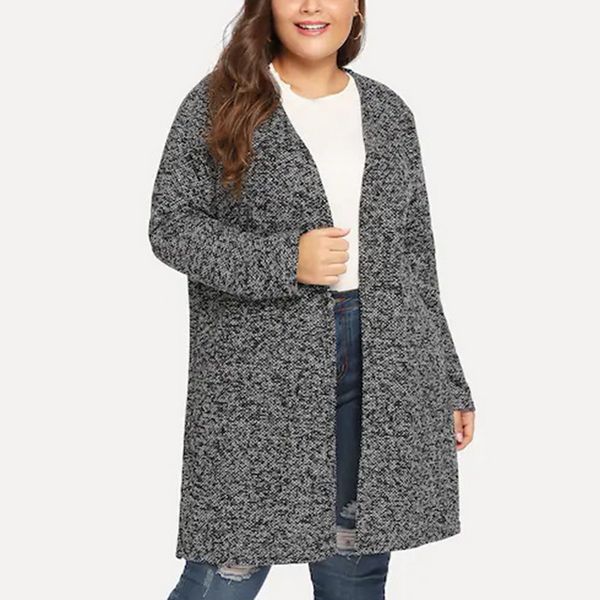 

shujin vintage long cardigan women 2019 autumn winter solid color coat slim long sleeve plus size knitted sweater femme cardigan, White