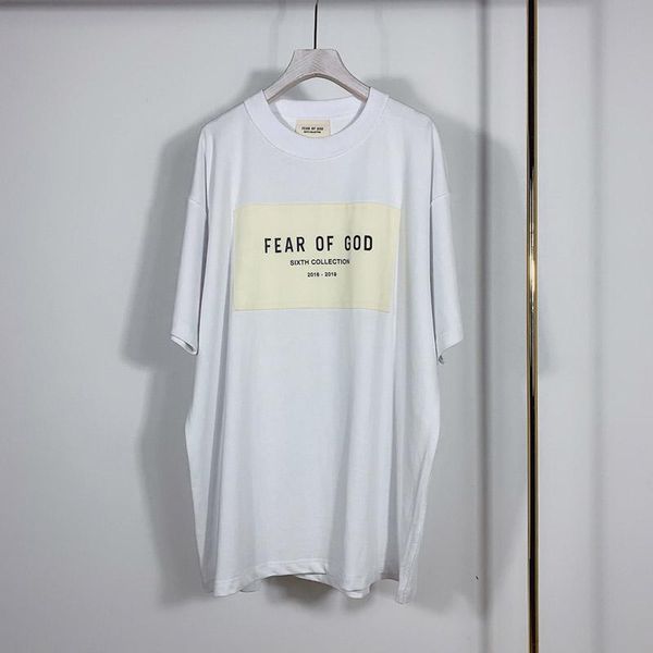 

2020 spring summer 6th fear of god sixth collection patch sticker tee skateboard cool tshirt fog men women short sleeve casual t shirt, White;black