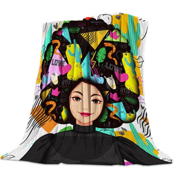 

girl explod head doodles creative idea nap blanket super soft cozy coral fleece throw blanket bedspread for couch throw travel