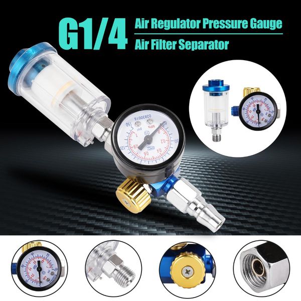 

0-1mpa spray gunair regulator pressure gauge 1/4" mini inline air filter separator adjustable air pressure regulator gauge