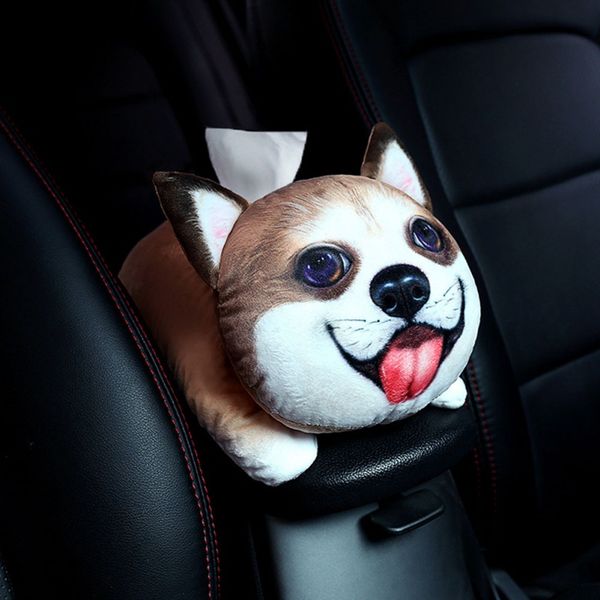 

2019 automobile car cute tissue pet back cartoon accessories plush seat car box interior armrest