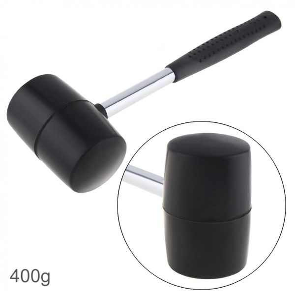 

400g black non-elastic rubber hammer tile hammer diy hand tool with round head and non-slip handle