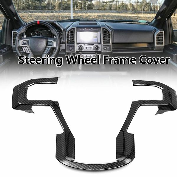 

car carbon fiber steering wheel moulding panel cover trim for f150 2015-2019 accessories