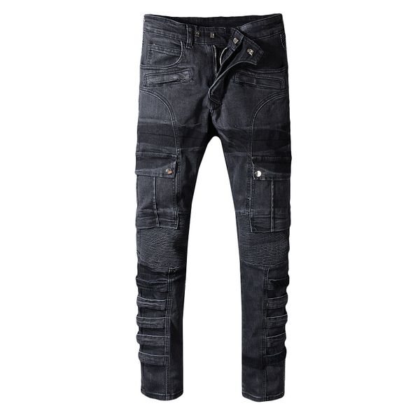 

designer men's jeans lightweight jeans men's brand denim pants fashion casual solid classic straight denim designer jeans, Blue