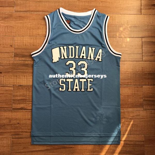 

newst #33 larry bird state college basketball jersey all size embroidery stitched xs-6xl vest jerseys, Black;blue