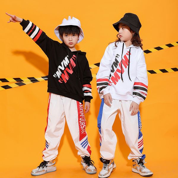 

для 4 -16 лет дети 2 шт одежда костюмы детская хлопчатобумажная одежда хип-хоп уличная одежда танцевальный набор спортивные мальчики девочки, White