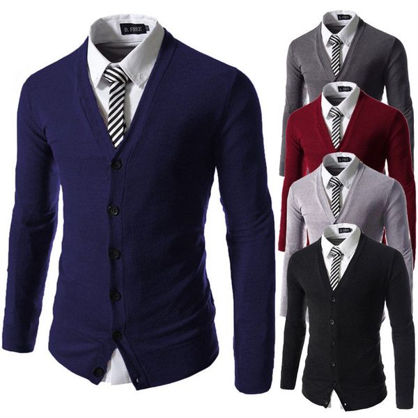 2020 Men Autumn Winter Fake Two Piece Sweater Solid Color