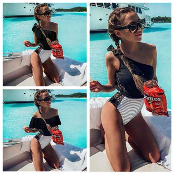 

2019 one-piece ladies 2019 swim beach suit one-piece swimsuit ladies beach bikini bikini, White;black