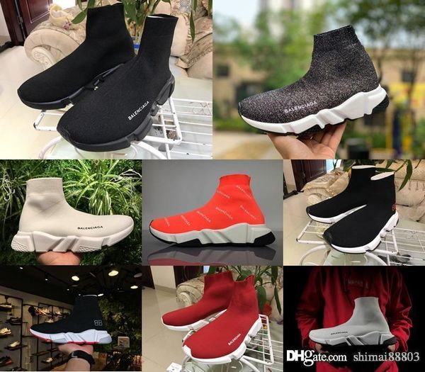 

2020 mens women balencIaga designer socks cotton sock speed shoes fashion luxury sneakers triple s trainers boots, Black