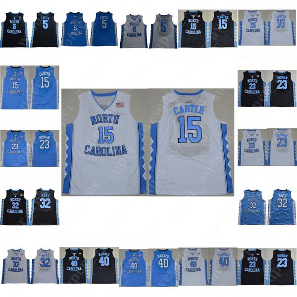 

NCAA North Carolina Tar Heels Basketball Jerseys #23 Michael 5 Nassir Little 15 Vince Carter 32 Luke Maye 40 Barnes Jersey White Black Blue