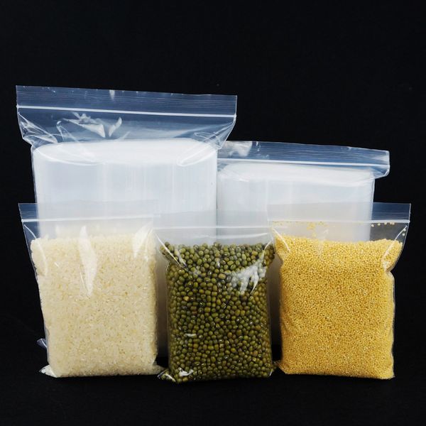 100 шт. / лот 24 * 36 см утолщаются полиэтиленовый пакет ziplock-прозрачные мешки для упаковки риса, закрывающийся замок на молнии для хранения продуктов, прозрачный пакет соли
