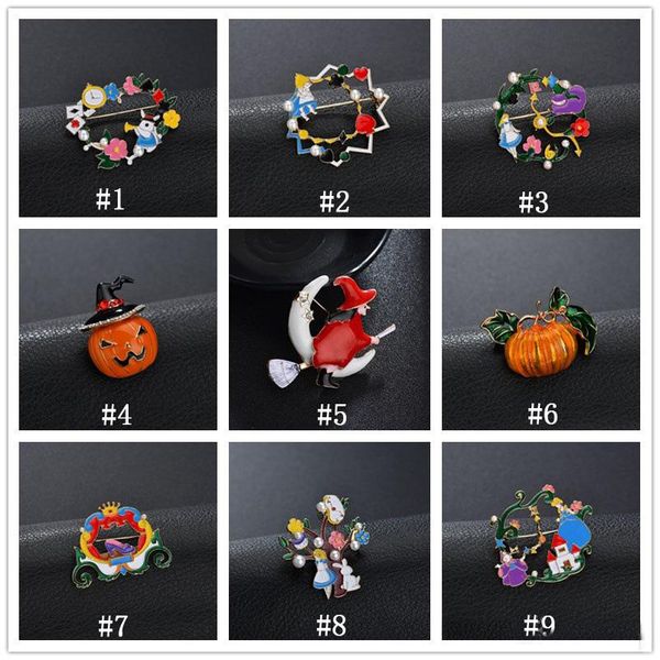 2019 Halloween Smalto Spille Cartoon Strega zucca auto Risvolto Spilla distintivo Pin Per Donna Uomo Bambini Accessori moda gioielli