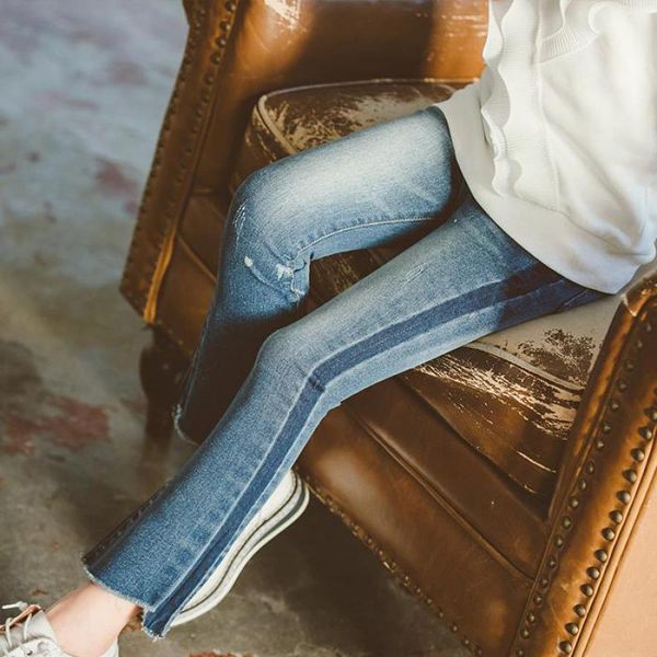 

2019 baby jeans for girls spring girls denim pant print kids jean fille enfant new fashion long trousers children clothes teens, Blue