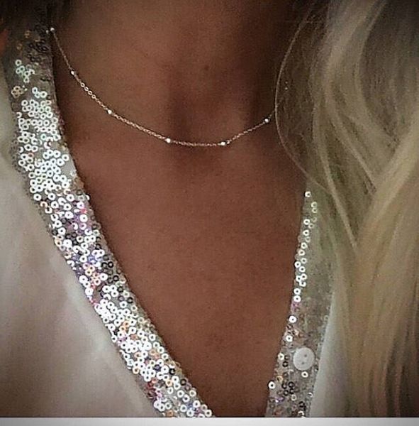 

2018 classic basic chain 925 sterling silver gold silver color 18" italy pure simple minimal bead chain necklace