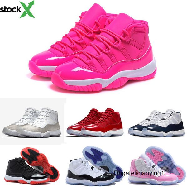 

new 11s low concord bred women basketball shoes 11 pink metallic silver space jam men gamma blue platinum tint sports sneakers man shoe, Black