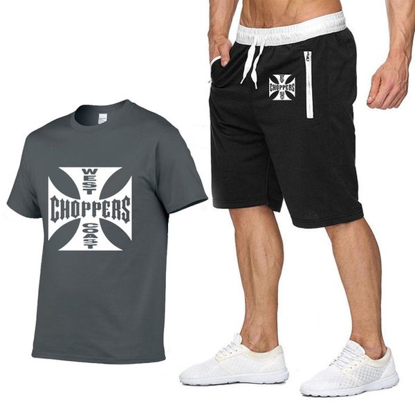 

rock music west coast choppers printed t shirt men summer fashion cotton hip hop harajuku short sleeve men t-shirt+pants suit y