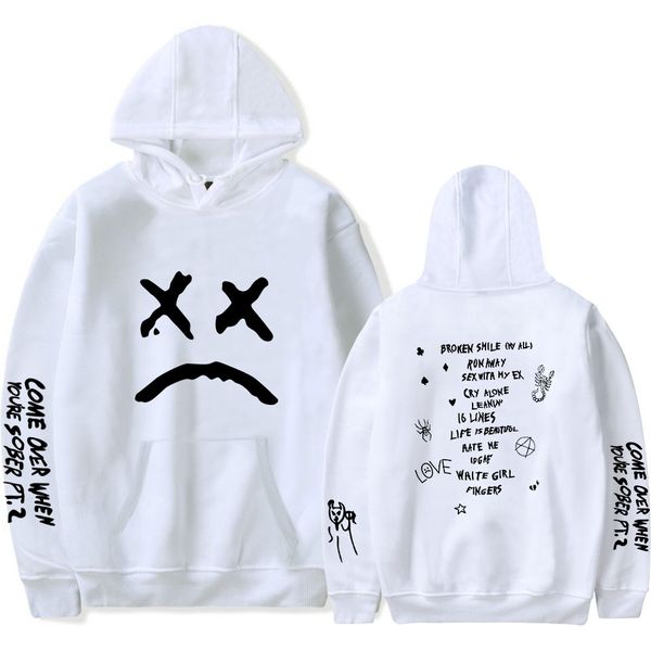 

new men hoodie lil peep print keep warm women white hoodie leisure boy/girl soft cotton face print sweatshirts, Black