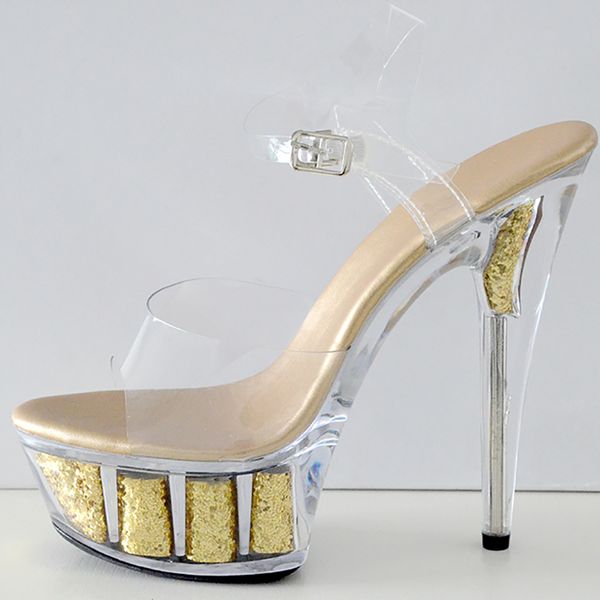 

platform glitter sandals transparent clear high heels women summer crystal sandals fashion stiletto pumps stripper shoes, Black