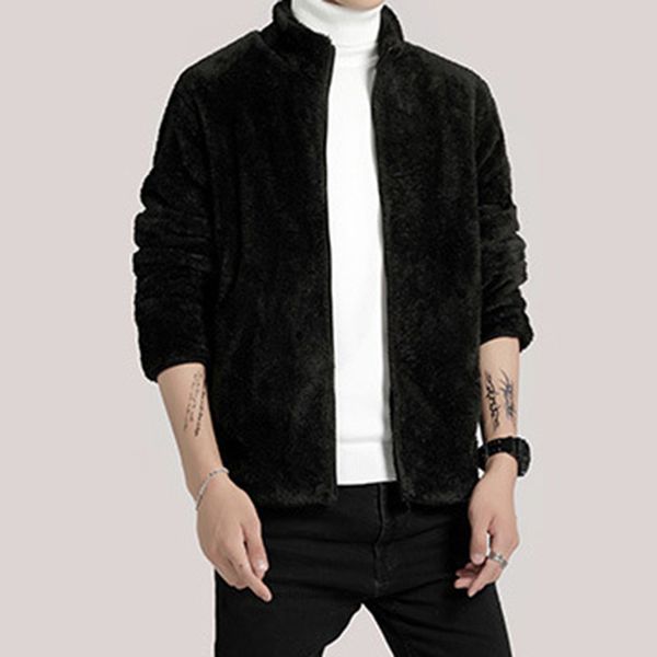 

мужская мода зима теплая толстый пушистый руно норки пальто верхняя одежда жакеты, Black;brown