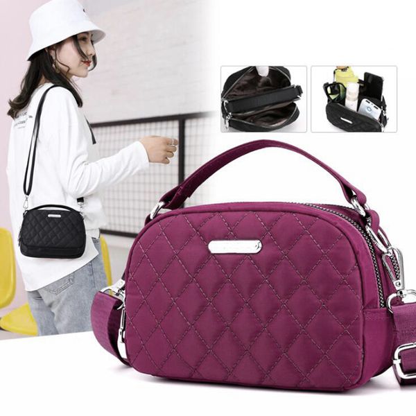 

women fashion zipper waterproof nylon shoulder bag female solid color crossbody bag ladies travel messenger bolsa