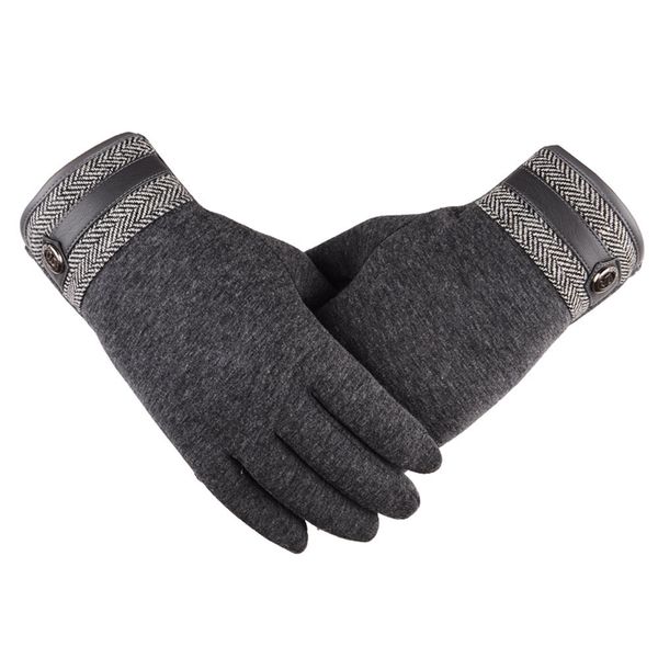 

#40 men winter thermal gloves cotton blend warm thicken full finger gloves buttons luxury mittens mens military 2019 winter, Blue;gray