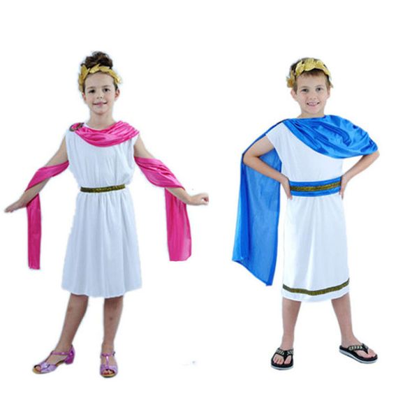 

cute girls boy greece eypt cosplay elegant king crown costume clothing carnival fancy dress party halloween costume for kids, Black;red