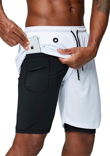 

quick drying fitness mens shorts solid color breathable stretch mens short pants casual running male shorts, White;black