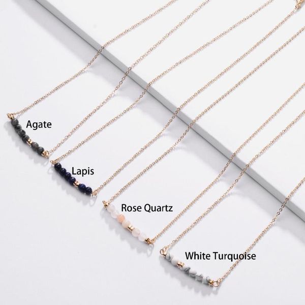 

2020 new gold dainty natural stone beaded charm necklace for girls, Silver