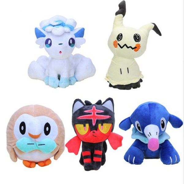 

new arrival popplio rowlet litten vulpix mimikyu pika plush doll stuffed animals toy holiday gifts 17-20cm