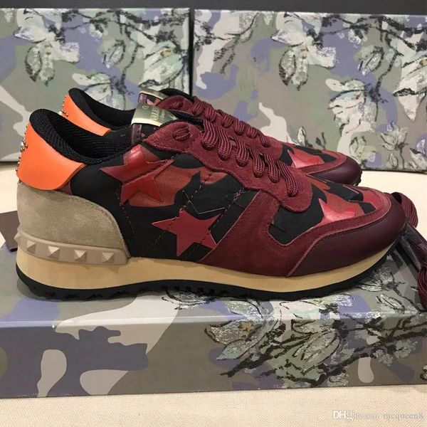 

TOP quality Mens designers VALENTIN Camo Rockrunner GARAVANI embellished rubber sole Sneakers runner dolce Leather casual Shoes with box
