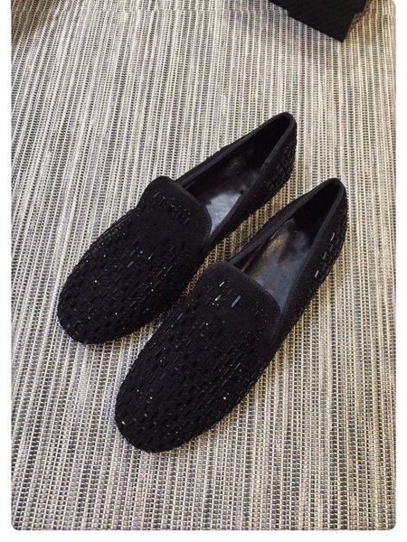 

2019 platform shoes new designer men sport air shoes black/silvery drilled sequins genuine leather casual shoes ing