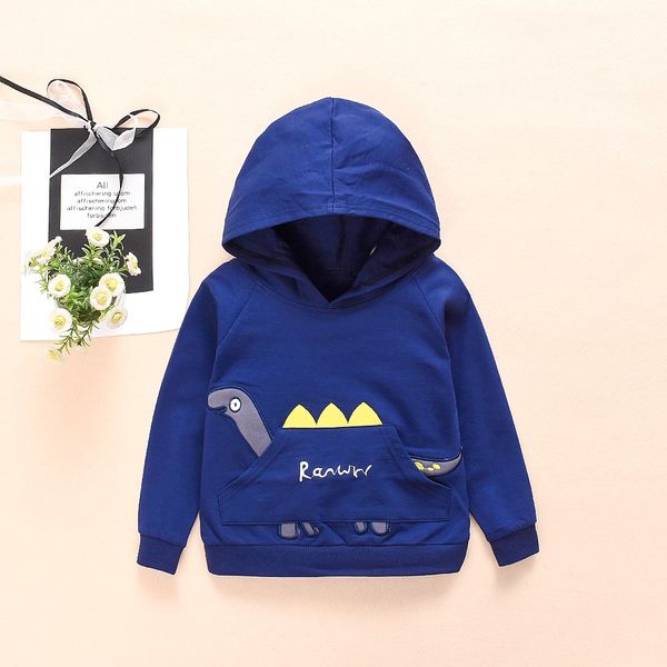 

2019 new spring autumn baby boys girls clothes cotton hooded sweatshirt children's kids 3d dinosaur sportswear infant clothing, Black