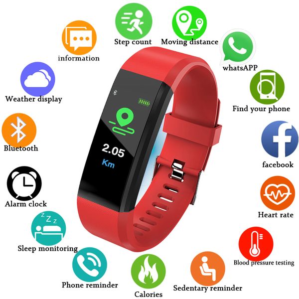 

smart wristband 115 plus heart rate fitness tracker smart bracelet with blood pressure pedometer bluetooth band for android ios, Slivery;brown