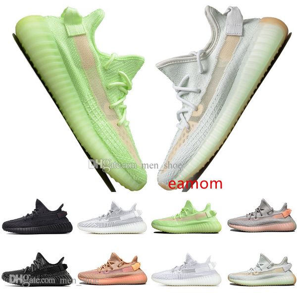 

with kanye west clay v2 white static reflective rainbow discoloration mens running shoes hyperspace true form men sport designer sneaker, Black