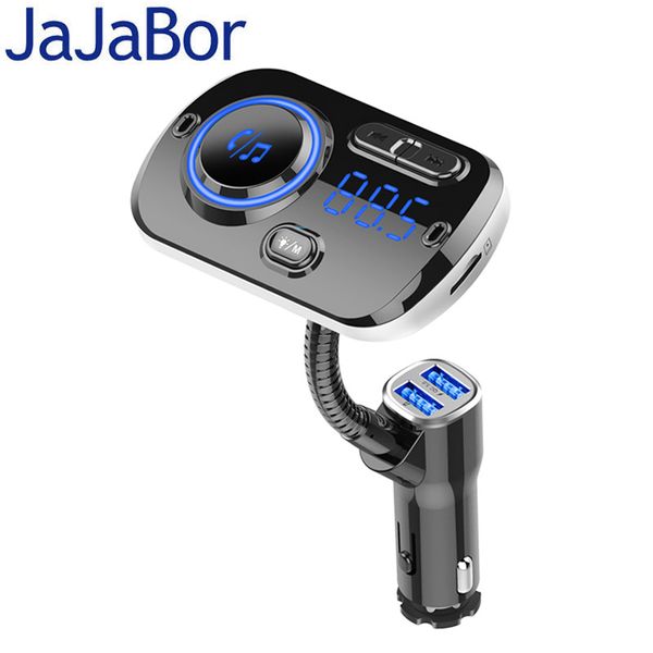 

jajabor bluetooth 5.0 car kit handsfm transmitter aux audio car player a2dp wireless mp3 player quick charge qc3.0