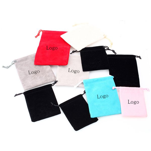 

100 pcs / set drawstring custom logo flannelette velvet bag for fashion jewelry making bag z9- r2, Pink;blue