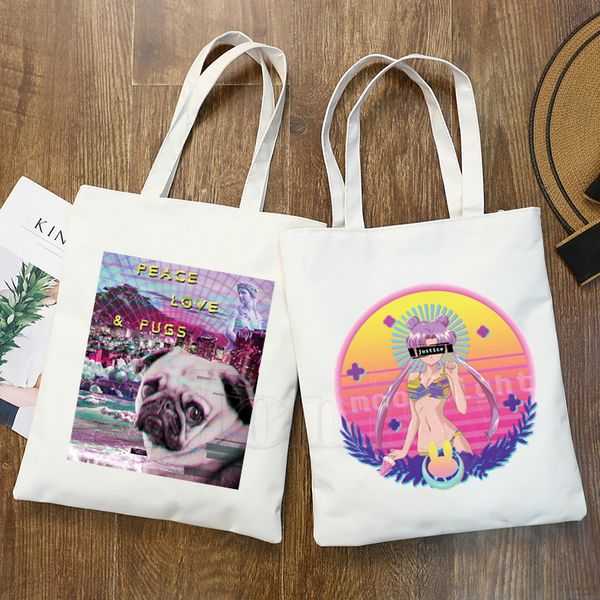 

geometry vaporwave simple women package elegant canvas bag handbags shoulder bags casual shopping girls handbag