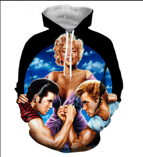 

new fashion sweatshirt men / women 3d hoodies print marilyn monroe slim stylish hooded hoodies lms062, Black