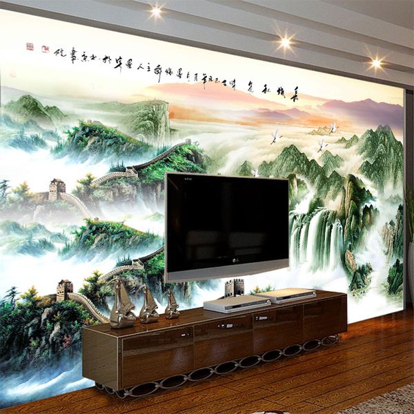 

3d large great wall natural landscape murals wallpaper chinese painting living room sofa tv background wallpaper