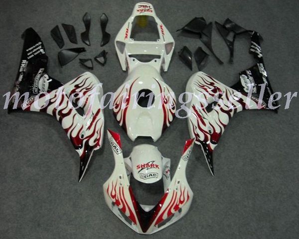 

oem quality new abs full fairings kits fit for honda cbr1000rr (2006-2007) cbr1000rr 06 07 bodywork set white red flame