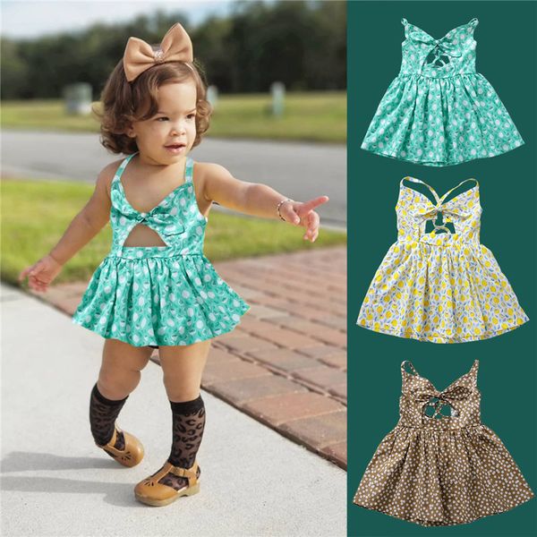 

baby girl suspender dress summer toddler floral sling dress ins idyllic style princess cotton lacing skirt, Red;yellow