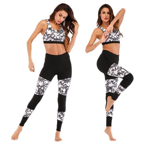 

yoga fitness fashionable piecing suit set moisture perspiration resistance yoga suit sports running sportswear