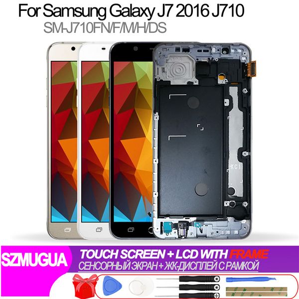 

J710 LCD For Galaxy J7 2016 SM-J710FN J710F J710M J710Y J710G J710H Touch Screen Digitizer Assembly Frame Home Button