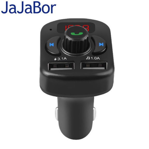 

jajabor wireless fm transmitter bluetooth 5.0 car kit handsstereo a2dp car music mp3 player support tf card u disk playback