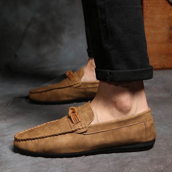 

new size 39-44 peas shoes casual fashion loafers men british style light sneaker breathe driving shoes zapatos de hombre, Black