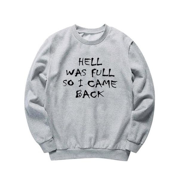 

мужской осень desinger толстовка solid color crew neck с длинным рукавом письмо печати hell был полный так что я вернулся homme одежды, Black